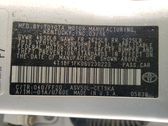 Photo 9 VIN: 4T1BF1FK0GU230223 - TOYOTA CAMRY LE 