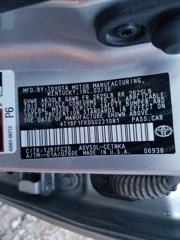 Photo 9 VIN: 4T1BF1FK0GU231081 - TOYOTA CAMRY LE 