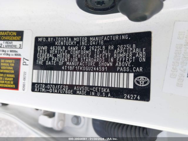 Photo 8 VIN: 4T1BF1FK0GU244591 - TOYOTA CAMRY 