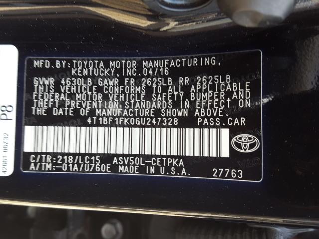 Photo 9 VIN: 4T1BF1FK0GU247328 - TOYOTA CAMRY LE 