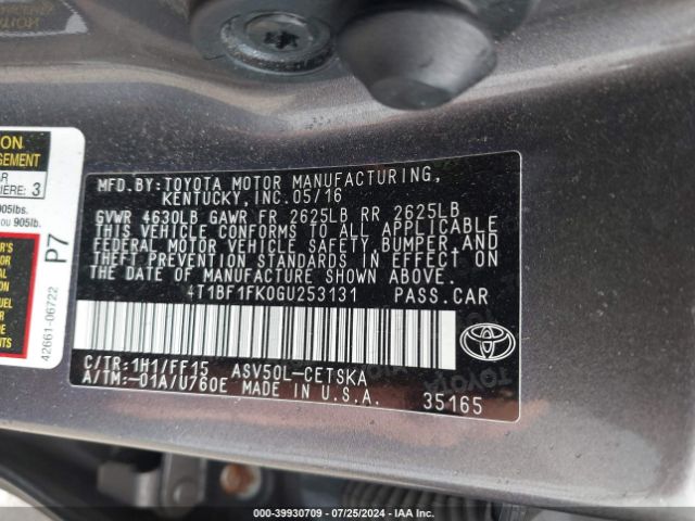 Photo 8 VIN: 4T1BF1FK0GU253131 - TOYOTA CAMRY 