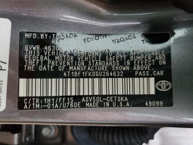 Photo 9 VIN: 4T1BF1FK0GU264632 - TOYOTA CAMRY LE 