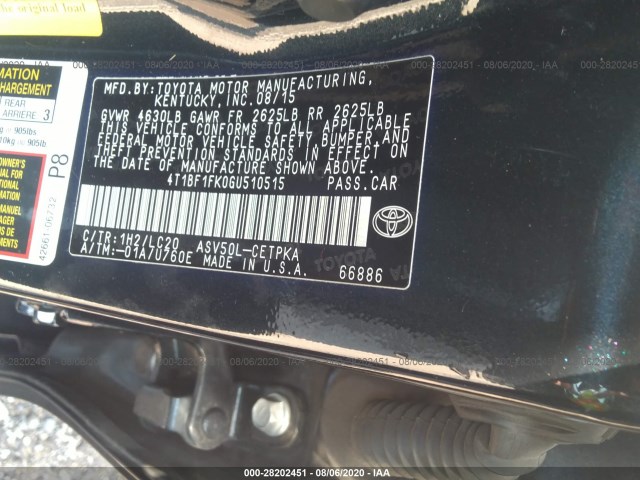 Photo 8 VIN: 4T1BF1FK0GU510515 - TOYOTA CAMRY 