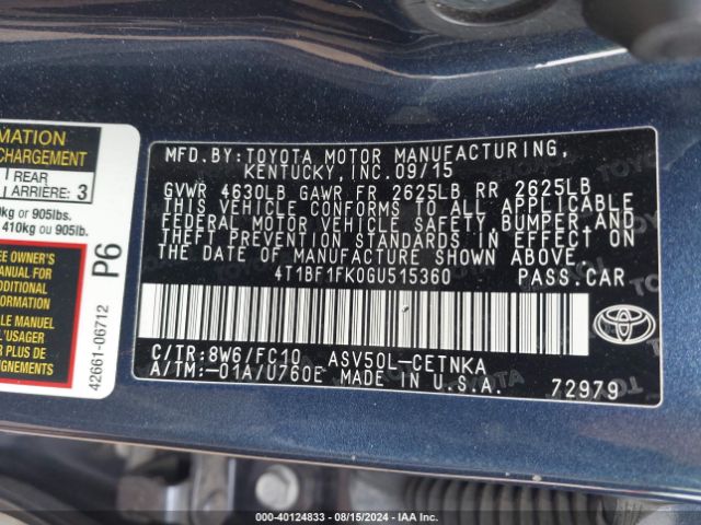 Photo 8 VIN: 4T1BF1FK0GU515360 - TOYOTA CAMRY 