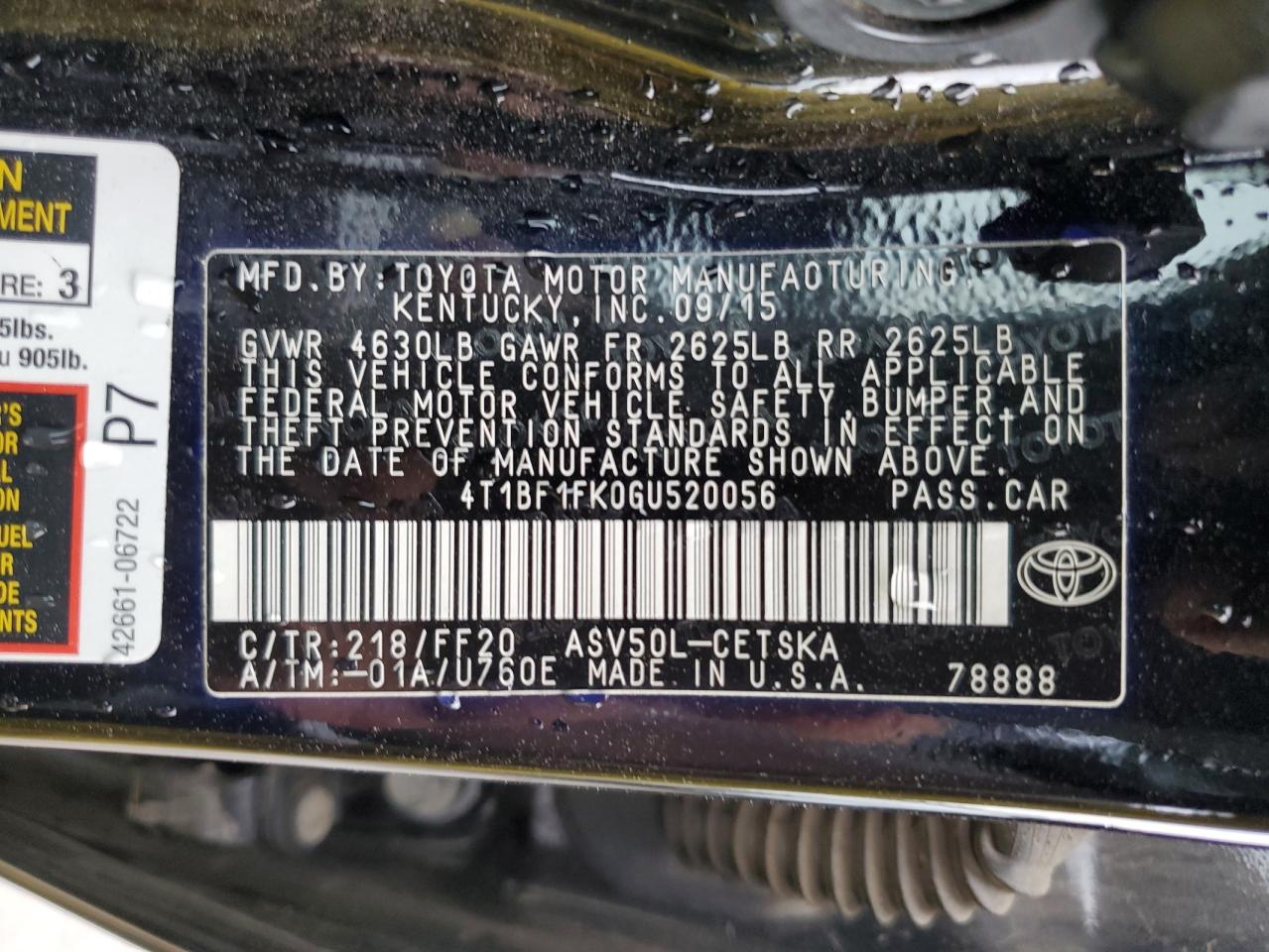 Photo 11 VIN: 4T1BF1FK0GU520056 - TOYOTA CAMRY 