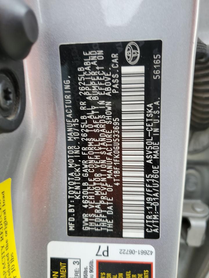 Photo 11 VIN: 4T1BF1FK0GU533695 - TOYOTA CAMRY LE 