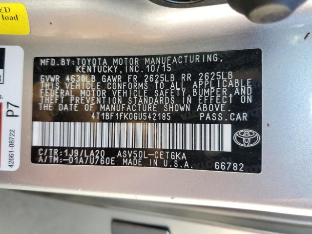 Photo 12 VIN: 4T1BF1FK0GU542185 - TOYOTA CAMRY LE 