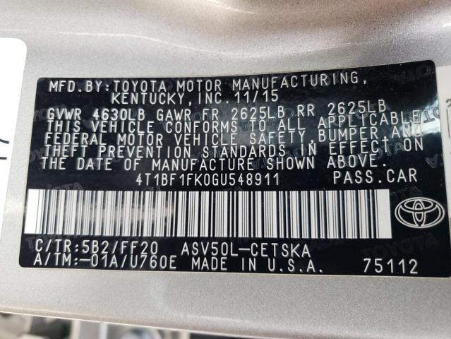 Photo 11 VIN: 4T1BF1FK0GU548911 - TOYOTA CAMRY LE 