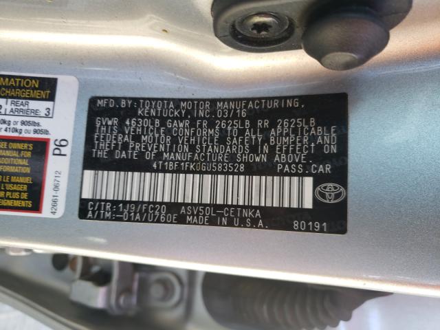 Photo 9 VIN: 4T1BF1FK0GU583528 - TOYOTA CAMRY LE 