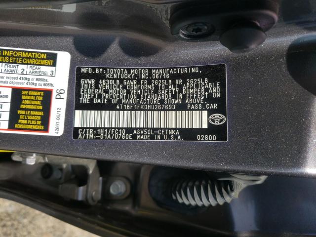 Photo 9 VIN: 4T1BF1FK0HU267693 - TOYOTA CAMRY LE 