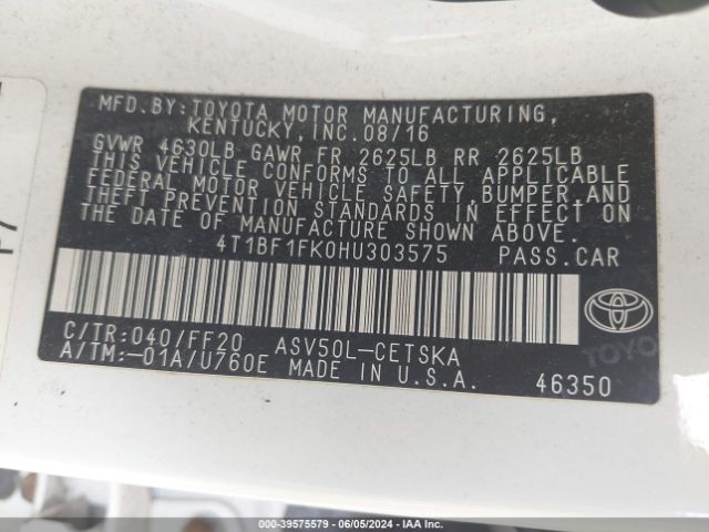 Photo 8 VIN: 4T1BF1FK0HU303575 - TOYOTA CAMRY 