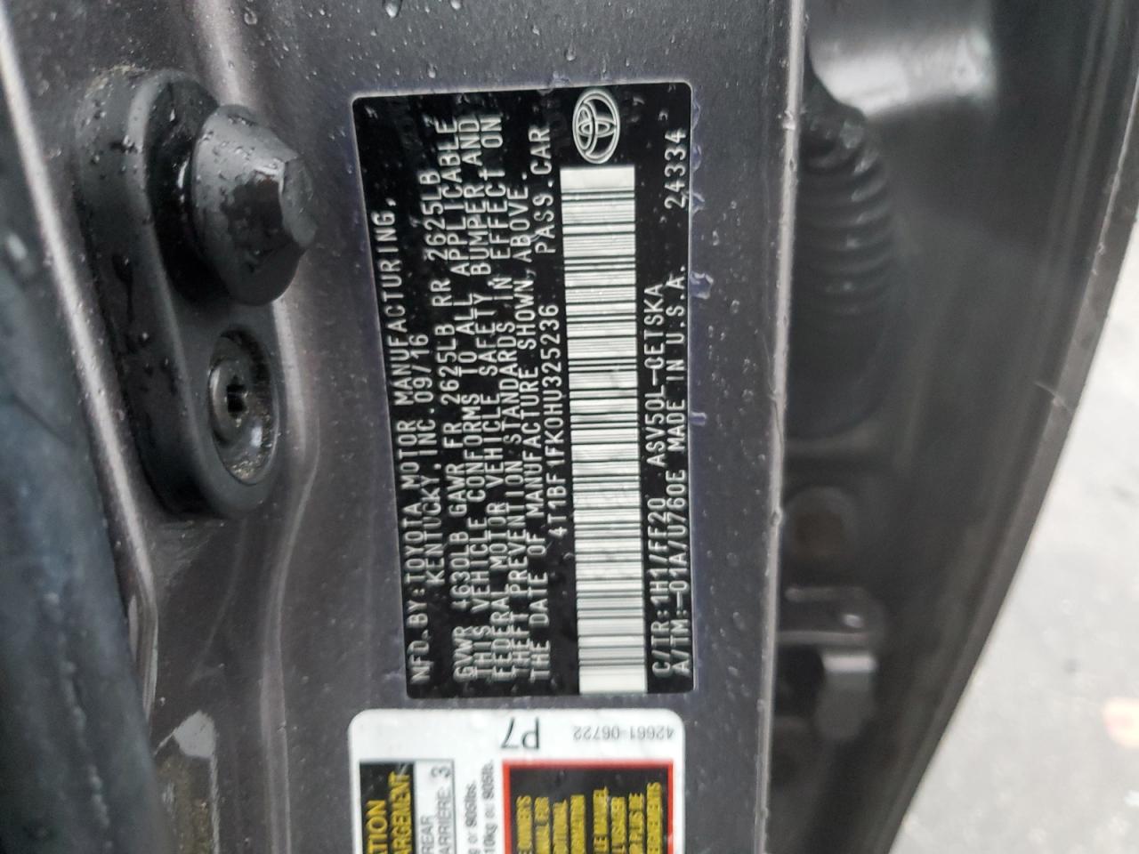 Photo 11 VIN: 4T1BF1FK0HU325236 - TOYOTA CAMRY 