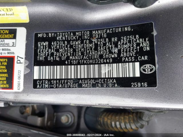 Photo 8 VIN: 4T1BF1FK0HU326449 - TOYOTA CAMRY 