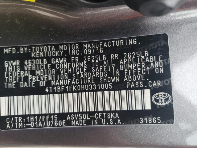 Photo 9 VIN: 4T1BF1FK0HU331005 - TOYOTA CAMRY LE 