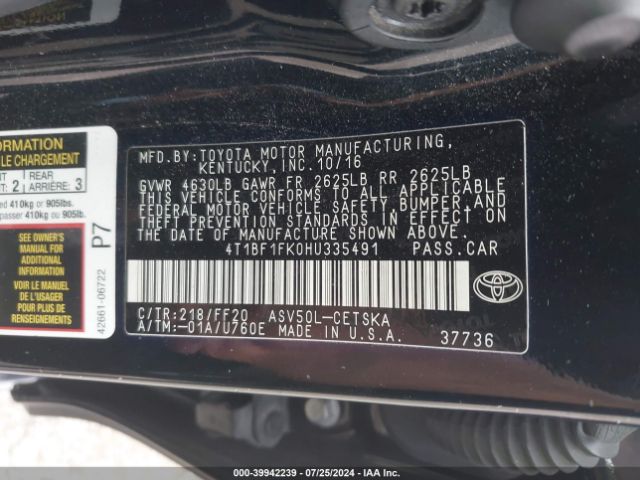 Photo 8 VIN: 4T1BF1FK0HU335491 - TOYOTA CAMRY 