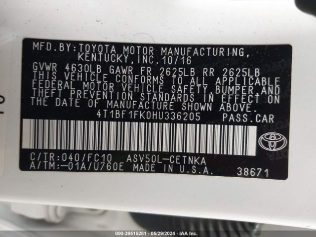 Photo 8 VIN: 4T1BF1FK0HU336205 - TOYOTA CAMRY 