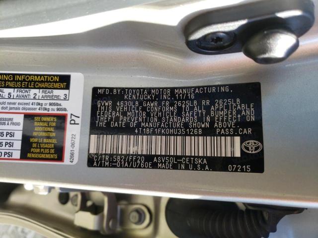 Photo 9 VIN: 4T1BF1FK0HU351268 - TOYOTA CAMRY LE 