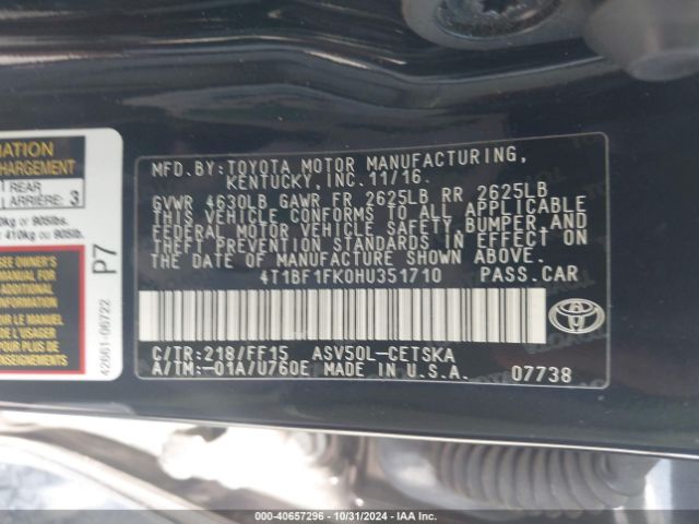 Photo 8 VIN: 4T1BF1FK0HU351710 - TOYOTA CAMRY 