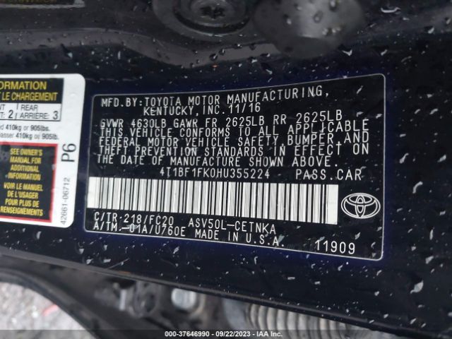 Photo 8 VIN: 4T1BF1FK0HU355224 - TOYOTA CAMRY 