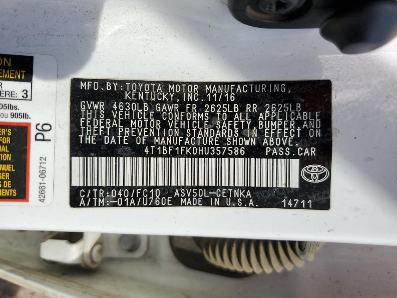 Photo 11 VIN: 4T1BF1FK0HU357586 - TOYOTA CAMRY 