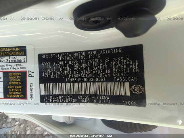 Photo 8 VIN: 4T1BF1FK0HU359564 - TOYOTA CAMRY 