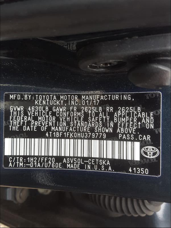 Photo 9 VIN: 4T1BF1FK0HU379779 - TOYOTA CAMRY LE 