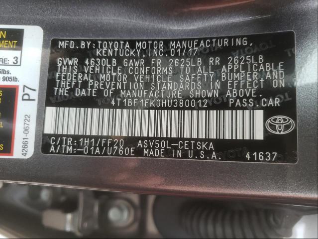 Photo 9 VIN: 4T1BF1FK0HU380012 - TOYOTA CAMRY LE 