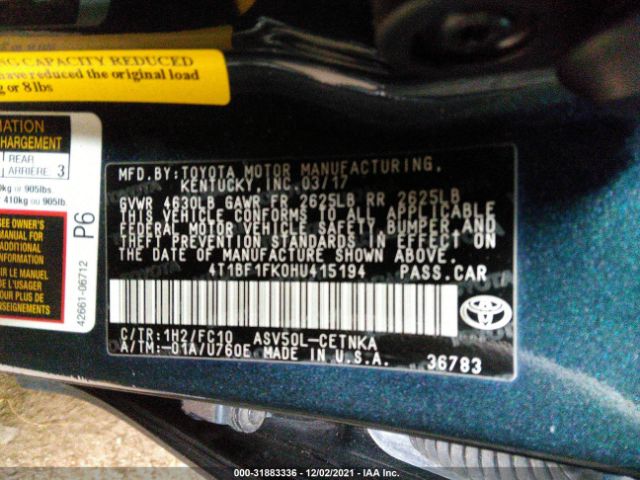 Photo 8 VIN: 4T1BF1FK0HU415194 - TOYOTA CAMRY 