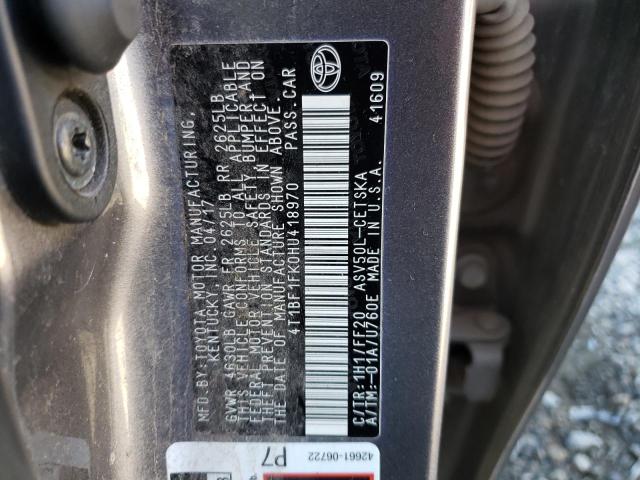 Photo 11 VIN: 4T1BF1FK0HU418970 - TOYOTA CAMRY LE 