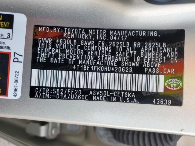 Photo 11 VIN: 4T1BF1FK0HU420623 - TOYOTA CAMRY LE 