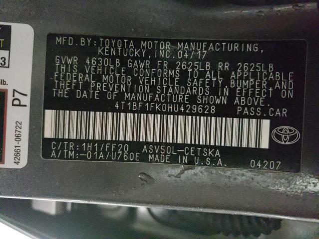 Photo 11 VIN: 4T1BF1FK0HU429628 - TOYOTA CAMRY LE 