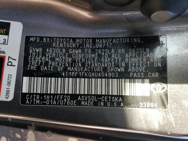 Photo 9 VIN: 4T1BF1FK0HU454903 - TOYOTA CAMRY LE 