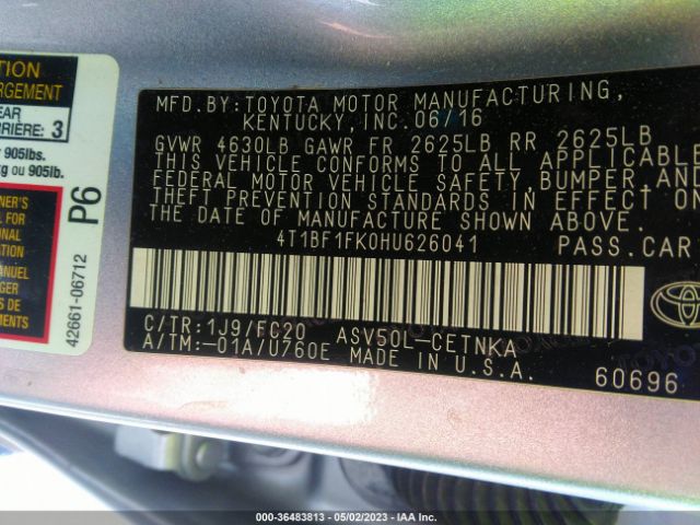 Photo 8 VIN: 4T1BF1FK0HU626041 - TOYOTA CAMRY 