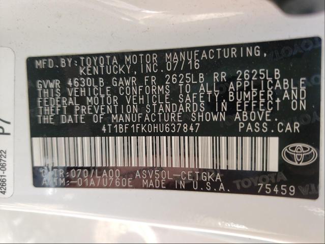 Photo 9 VIN: 4T1BF1FK0HU637847 - TOYOTA CAMRY LE 