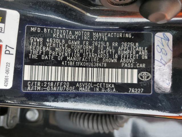 Photo 12 VIN: 4T1BF1FK0HU638478 - TOYOTA CAMRY LE 