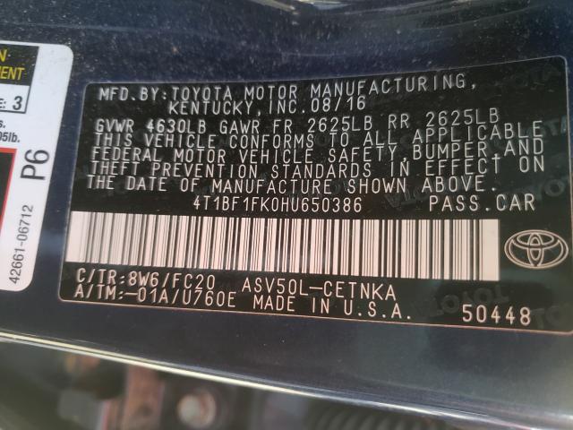 Photo 9 VIN: 4T1BF1FK0HU650386 - TOYOTA CAMRY 