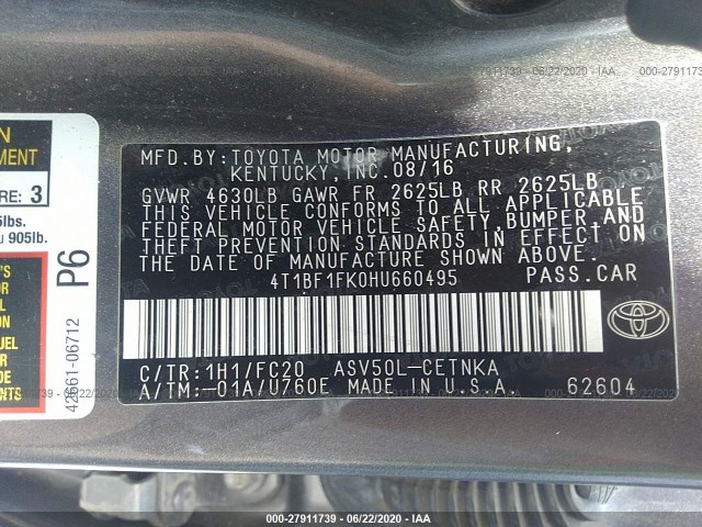 Photo 8 VIN: 4T1BF1FK0HU660495 - TOYOTA CAMRY 