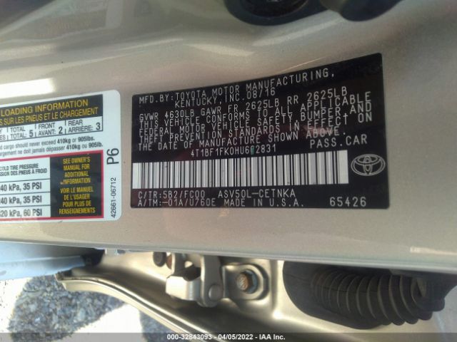 Photo 8 VIN: 4T1BF1FK0HU662831 - TOYOTA CAMRY 