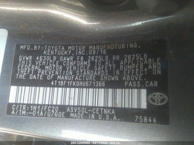 Photo 8 VIN: 4T1BF1FK0HU671366 - TOYOTA CAMRY 