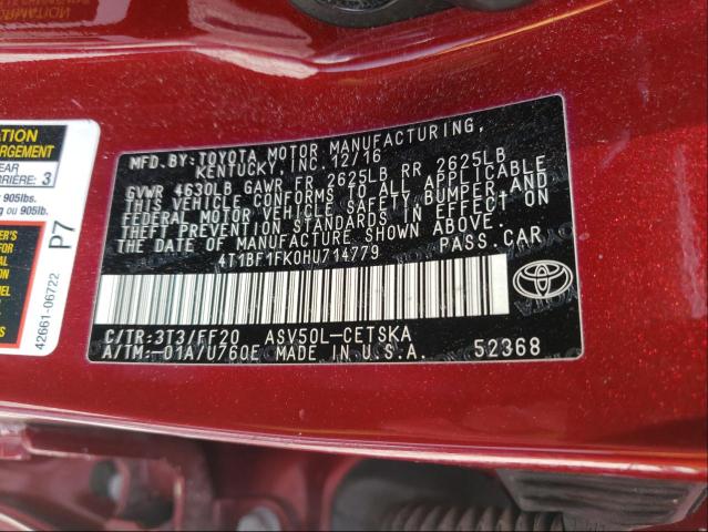 Photo 9 VIN: 4T1BF1FK0HU714779 - TOYOTA CAMRY LE 