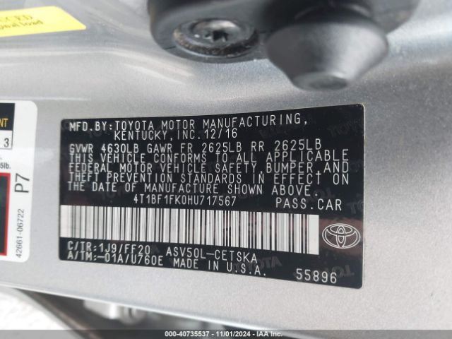 Photo 8 VIN: 4T1BF1FK0HU717567 - TOYOTA CAMRY 