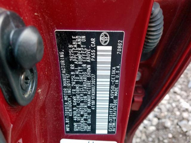 Photo 9 VIN: 4T1BF1FK0HU730237 - TOYOTA CAMRY LE 