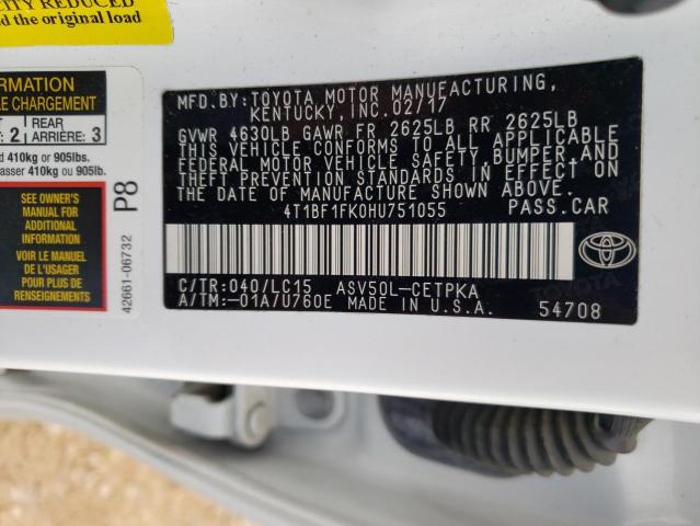 Photo 11 VIN: 4T1BF1FK0HU751055 - TOYOTA CAMRY LE 