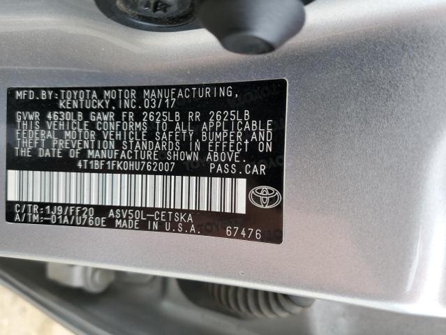 Photo 11 VIN: 4T1BF1FK0HU762007 - TOYOTA CAMRY LE 