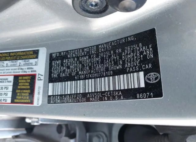 Photo 8 VIN: 4T1BF1FK0HU778109 - TOYOTA CAMRY 