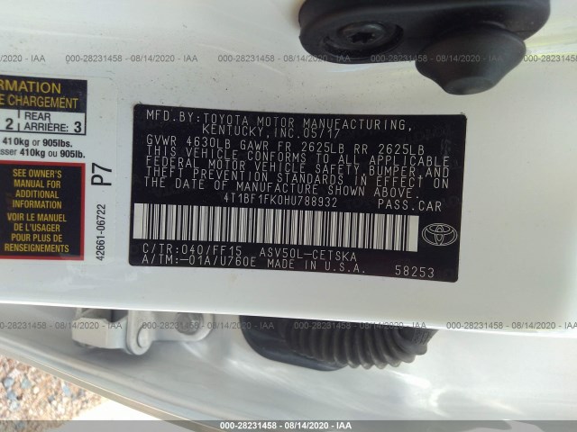 Photo 8 VIN: 4T1BF1FK0HU788932 - TOYOTA CAMRY 