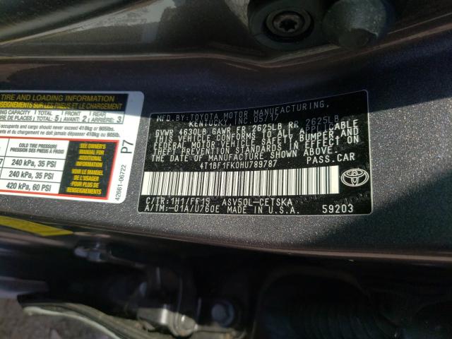 Photo 9 VIN: 4T1BF1FK0HU789787 - TOYOTA CAMRY LE 