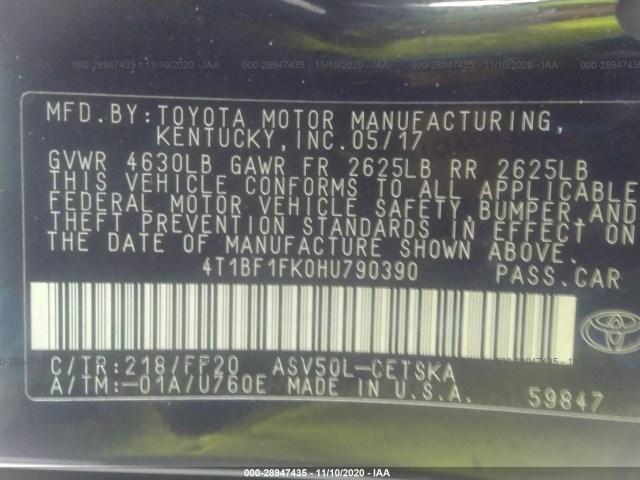 Photo 8 VIN: 4T1BF1FK0HU790390 - TOYOTA CAMRY 