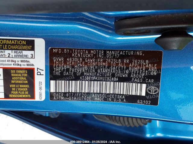 Photo 8 VIN: 4T1BF1FK0HU792494 - TOYOTA CAMRY 