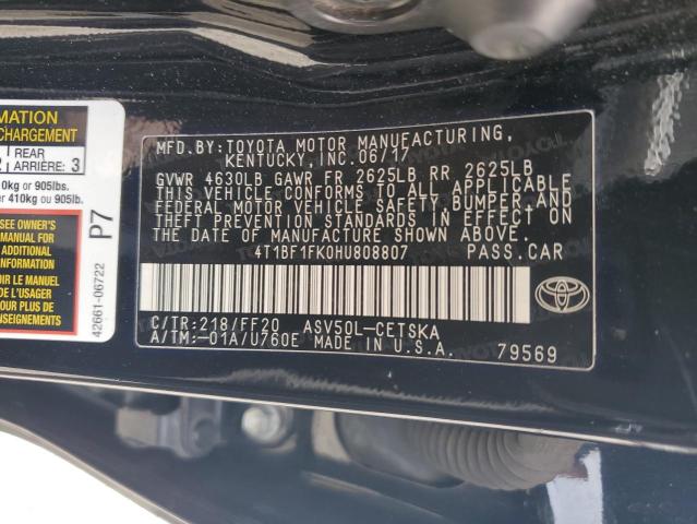 Photo 11 VIN: 4T1BF1FK0HU808807 - TOYOTA CAMRY LE 